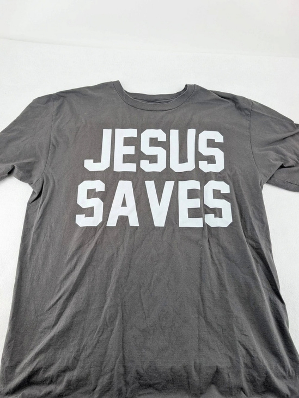 P&C Company Graphic JESUS SAVES Tee Gray Large